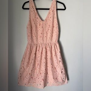 Everly Pink Lace Polka Dot Fit & Flare Dress Size M Coquette